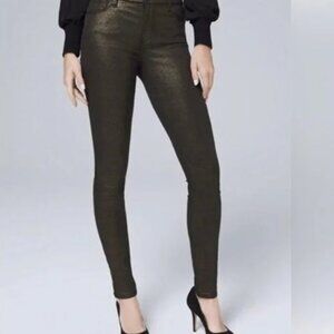 White House Black Market Mid Rise Metallic Glitter Skinny Ankle Jeans Size 6